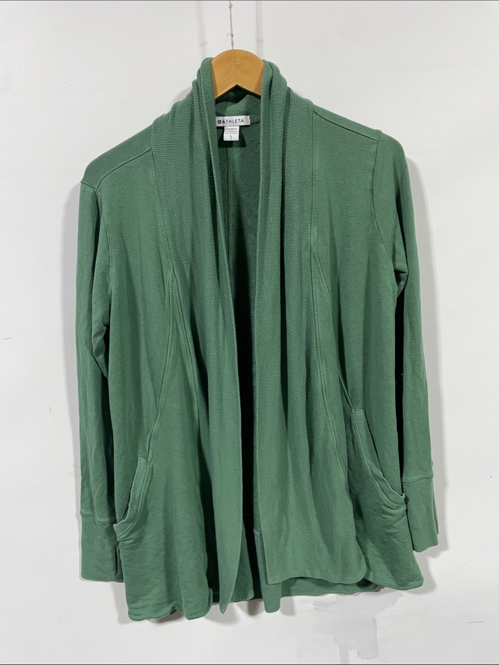 Athleta Sage Green Open-Front Shawl Cardigan